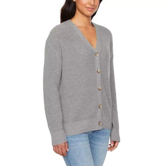 Hudson 100% Cotton Gray Button Up Knit Cardigan Sweater Women’s size Large - Picture 12 of 13